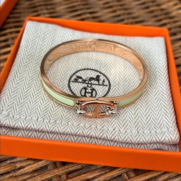 HERMÈS Vert Amande Mini Clic Chaine d'Ancre Bracelet - Picture 8 of 11